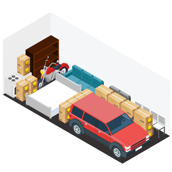 Inside a 10x25 storage unit