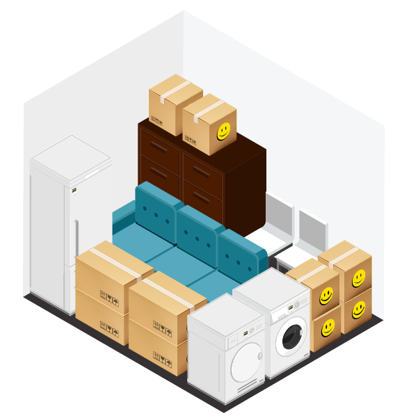Inside an 8x10 storage unit
